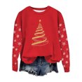 thumbnail image 1 of Womens Christmas Sweatshirt Round Neck Long Sleeve Xmas Graphic Fashion Casual Loose Fit Pullover Tops (L, Red), 1 of 5