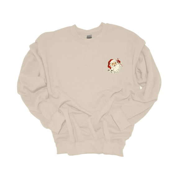 Womens Christmas Sweatshirt Santa Crest Festive Holiday Crewneck Sweatshirt-Sand-large