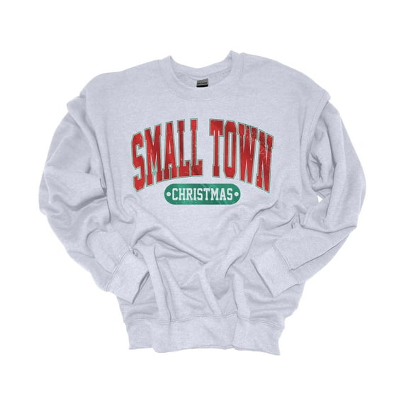 Womens Christmas Sweatshirt Small Town Christmas Festive Holiday Crewneck Sweatshirt-Ash Grey-4xl