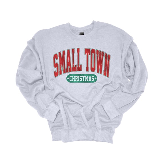 Womens Christmas Sweatshirt Small Town Christmas Festive Holiday Crewneck Sweatshirt-Ash Grey-xxxl
