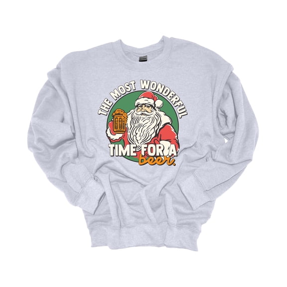 Womens Christmas Sweatshirt The Most Wonderful Time for A Beer Festive Holiday Crewneck Sweatshirt-Ash Grey-xxxl