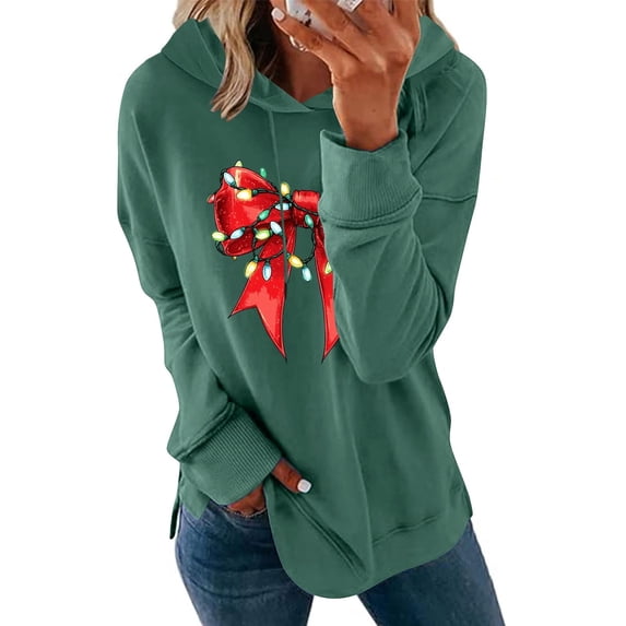 Womens Christmas Sweatshirt Vintage Graphic Hoodies For Women Sweatshirts Loose FitBasic Long Sleeve Tops Fall Outfits for Women 2025