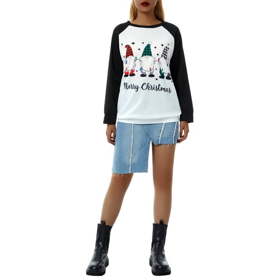 Womens Christmas Sweatshirt Xmas Casual Blouse Graphic Tops Xmas Shirts Female Sweater Jumpers
