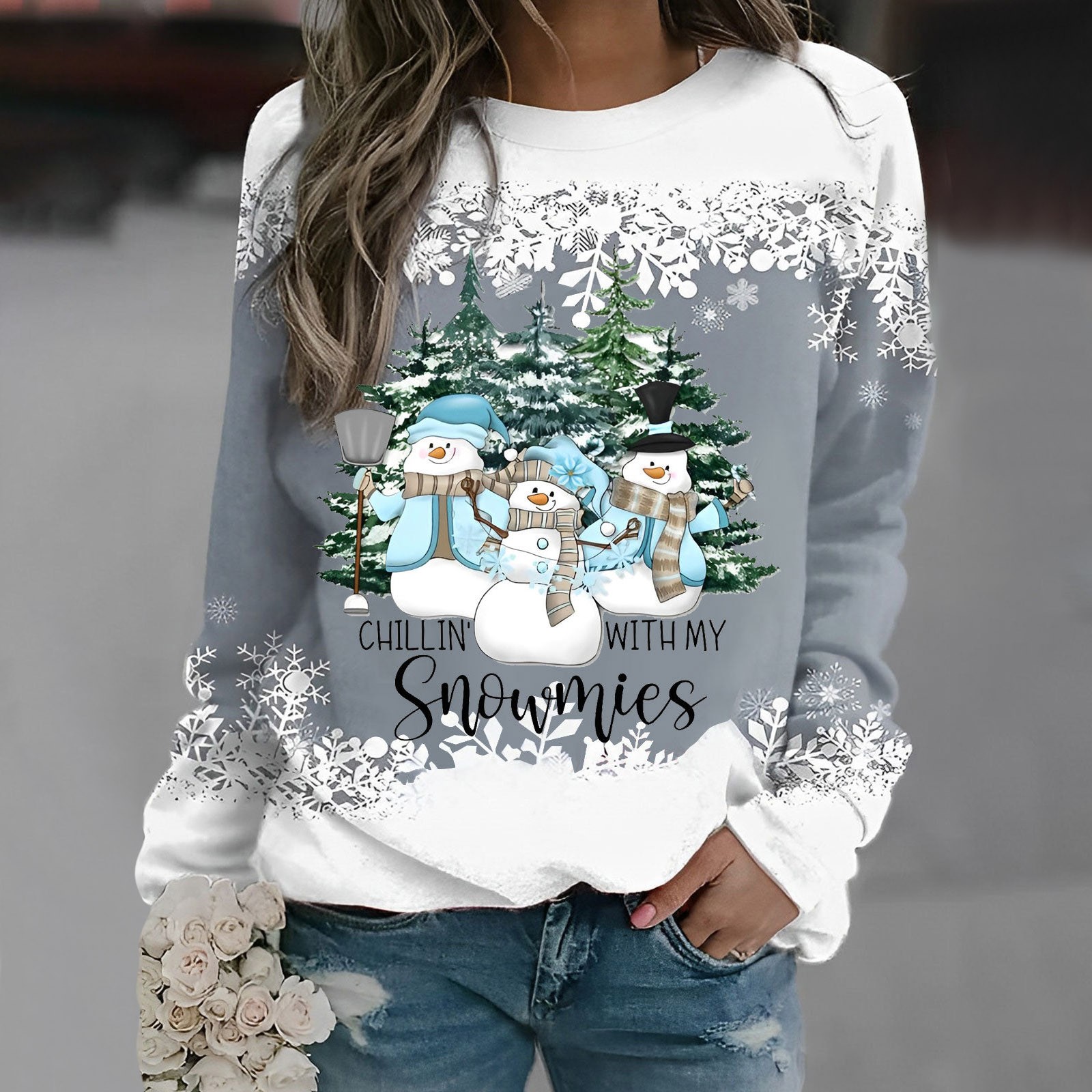 Womens Christmas Sweatshirts 2023,Women Cute Xmas Crewneck Sweatshirt