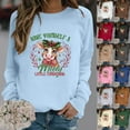 thumbnail image 1 of Womens Christmas Sweatshirts Casual Cow Print Long Sleeve Pullover Hoodless Graphic Tops Festive Loose Sports Comfortable Winter Holiday Outdoor Streetwear Crewneck Sweatshirts Women Green L, 1 of 5