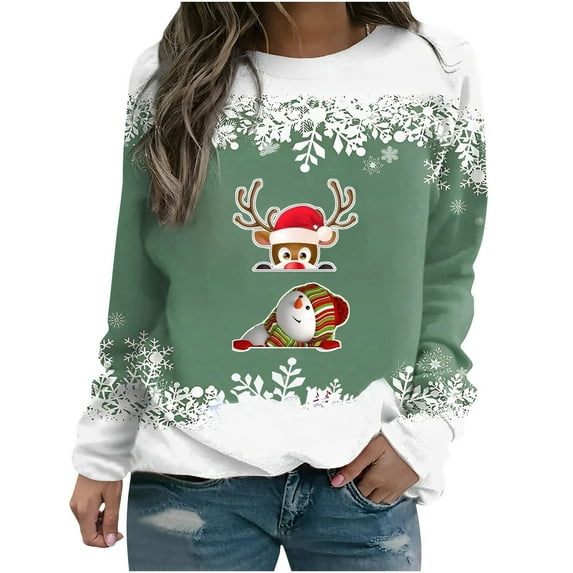 Womens Christmas Sweatshirts,Christmas Gnome Sweatshirt for Women Santa Claus Snowflake Graphic Sweatshirts Cute Holiday Sweater Pullover Tops