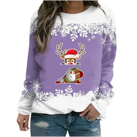 Womens Christmas Sweatshirts,Christmas Gnome Sweatshirt for Women Santa Claus Snowflake Graphic Sweatshirts Cute Holiday Sweater Pullover Tops