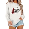 thumbnail image 1 of Womens Christmas Sweatshirts Fleece Lined Warm Pullover Casual Long Sleeve Sweatshirt for Women Loose Casual Stylish Clothes Going Out Tops 01-White XL, 1 of 4