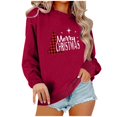 thumbnail image 1 of Womens Christmas Sweatshirts Fleece Lined Warm Pullover Casual Long Sleeve Sweatshirt for Women Loose Casual Stylish Clothes Going Out Tops 01-Wine XL, 1 of 4