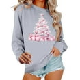 thumbnail image 1 of Womens Christmas Sweatshirts Pink Bows Tree Print Casual Crew Neck Tops Fashion Loose Long Sleeve Fall Outfits, 1 of 5