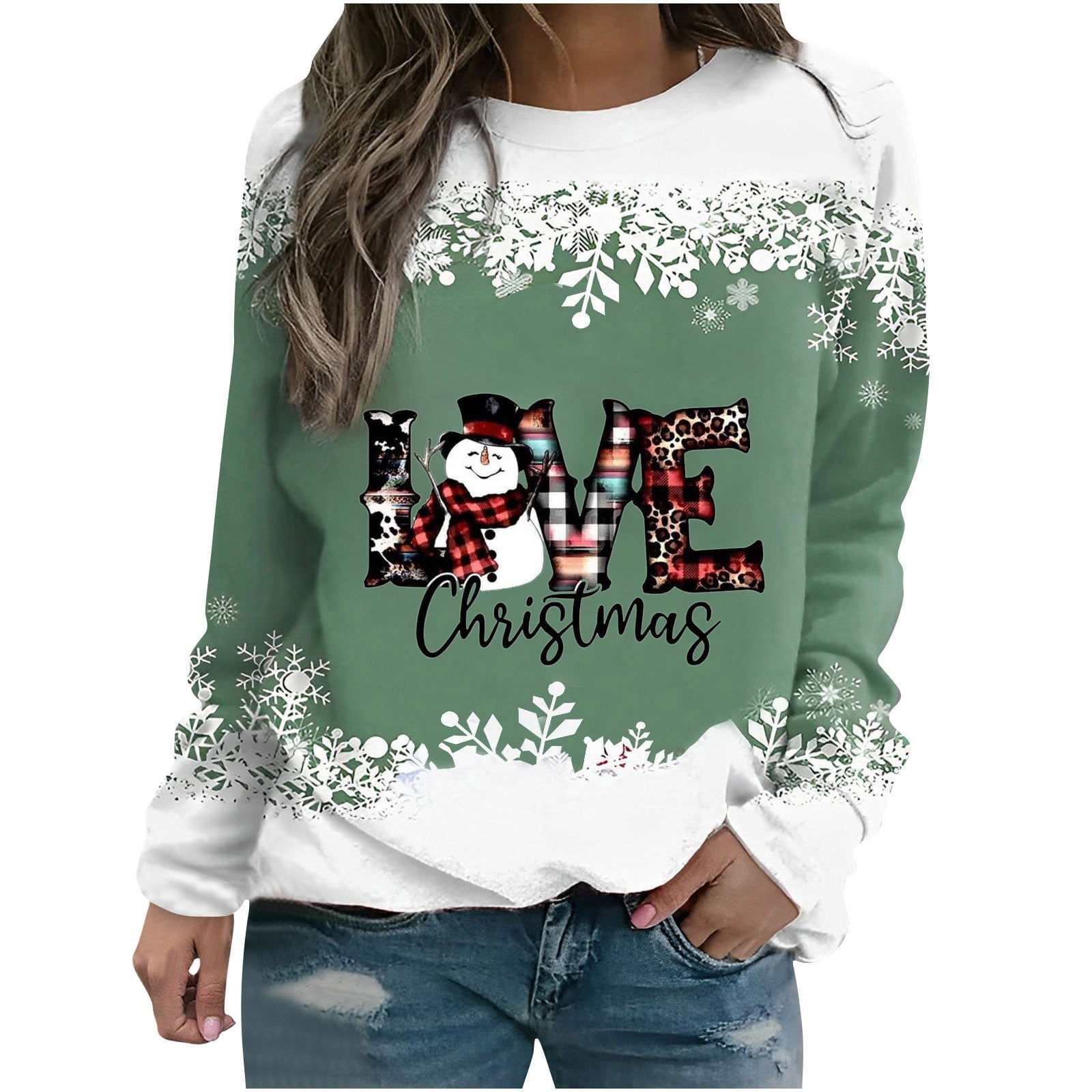 YanHoo Women Christmas Sweatshirt under 10 Ugly Crewneck Christmas  Sweatshirts Long Sleeve Tops Pullover Cute Christmas Hoodies Teen Girls  Christmas Outfits Christmas Gifts 2023 