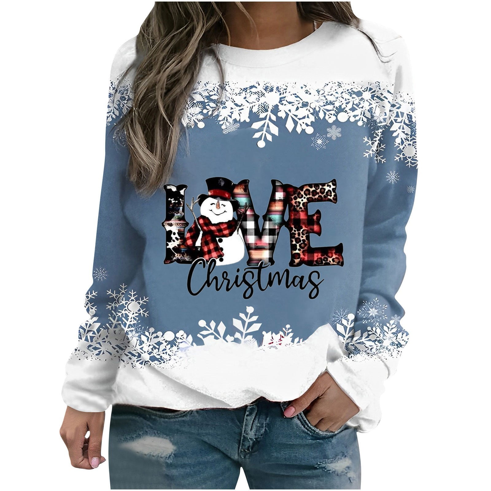  Today 2023 Discounted Items in Warehouse Deals Ugly Christmas  Sweater Womens Daily Christmas Snowflakes Print O Neck Tops Three Quarter  Women Banded Collar (Wine, M) : Clothing, Shoes & Jewelry
