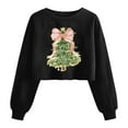 thumbnail image 1 of Womens Christmas Sweatshirts Xmas Tree Printed Crop Tops for Teen Girls Casual Crewneck Long Sleeve Pullovers (S, Black), 1 of 5