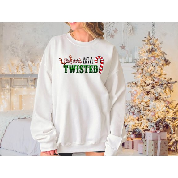 Womens Christmas Sweet But A little Twisted Candy Cane Sweatshirt