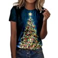 thumbnail image 1 of Womens Christmas T-Shirts Fall Casual Fashion Short Sleeve Funny Cute Printed Short Sleeve Plus Size Tees Tops, 1 of 4