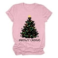 thumbnail image 1 of Womens Christmas T-Shirts Fall Cat Funny Cute Meowy Letter Print Tee Casual Cat Lovers Short Sleeve Party Blouse Tops, 1 of 3