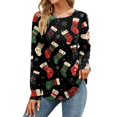 Womens Christmas T Shirts Xmas Snowflake Print Tshirts Long Sleeve