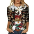thumbnail image 1 of Womens Christmas Tops 3/4 Length Sleeve T Shirts Dressy Women Blouses Cotton Crew Neck Tshirts Shirts For Women Cotton Pack Fall Outfits 2025, 1 of 5
