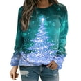 thumbnail image 1 of Womens Christmas Tops Cute Deer Printed Tshirts Long Sleeve Pullover Casual Crewneck Sweatshirt Loose Comfy Tops Blouse, 1 of 5