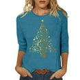 thumbnail image 1 of Womens Christmas Tops Shirts 3/4 Sleeve Christmas Tree Crewneck Holiday Graphic Tees Blouses, 1 of 4