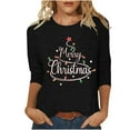 thumbnail image 1 of Womens Christmas Tops Shirts 3/4 Sleeve Sparkly Christmas Tree Sweatshirt Casual Crewneck Pullover Santa Xmas Tees Blouses, 1 of 5
