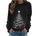 thumbnail image 1 of Womens Christmas Tree Sweatshirts Long Sleeve Graphic Raglan Shirts Funny Xmas Crewneck Pullover Tops, XXL Black, 1 of 6