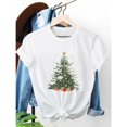 thumbnail image 1 of Womens Christmas Tree Tee T Shirt Graphic Tees Tops Festive Holiday Design Soft Short Sleeve Round Neck White S-5XL, 1 of 4