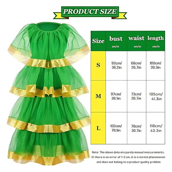 Womens Christmas Tree clothes Dress for Christmas Party Carnival Holiday Theme Event Fun Festive Outfit(Green-L)