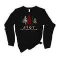 thumbnail image 1 of Womens Christmas Tshirt Buffalo Plaid Trees Merry Christmas Colors Holiday Festive Ladies Long Sleeve T-shirt Graphic Tee-Black-small, 1 of 1
