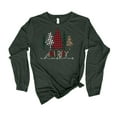 thumbnail image 1 of Womens Christmas Tshirt Buffalo Plaid Trees Merry Christmas Colors Holiday Festive Ladies Long Sleeve T-shirt Graphic Tee-Heather Forest-5xl, 1 of 1