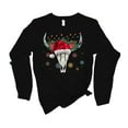 thumbnail image 1 of Womens Christmas Tshirt Steer Skull Christmas Lights Holiday Festive Ladies Long Sleeve T-shirt Graphic Tee-Black-xl, 1 of 1