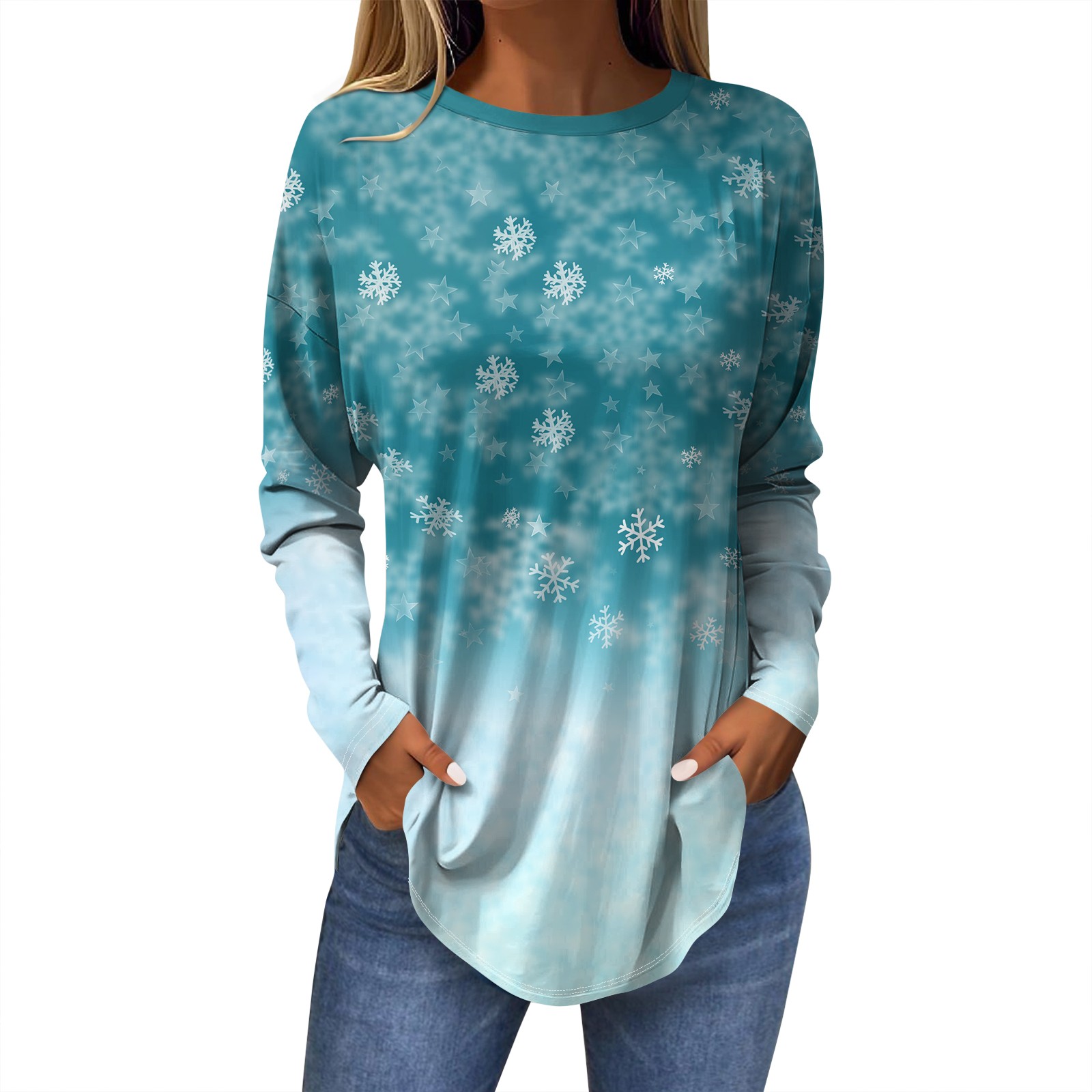 Womens Christmas Tunics or Tops To Wear with Leggings Xmas Snowflake