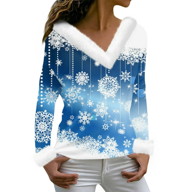 Womens Christmas Tunics or Tops To Wear with Leggings Xmas Snowflake