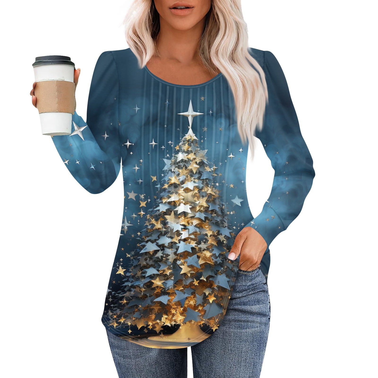 Womens Christmas Tunics or Tops To Wear with Leggings Xmas Snowflake