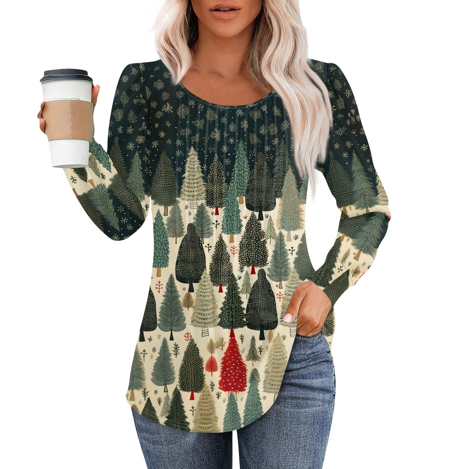Womens Christmas Tunics or Tops To Wear with Leggings Xmas Snowflake
