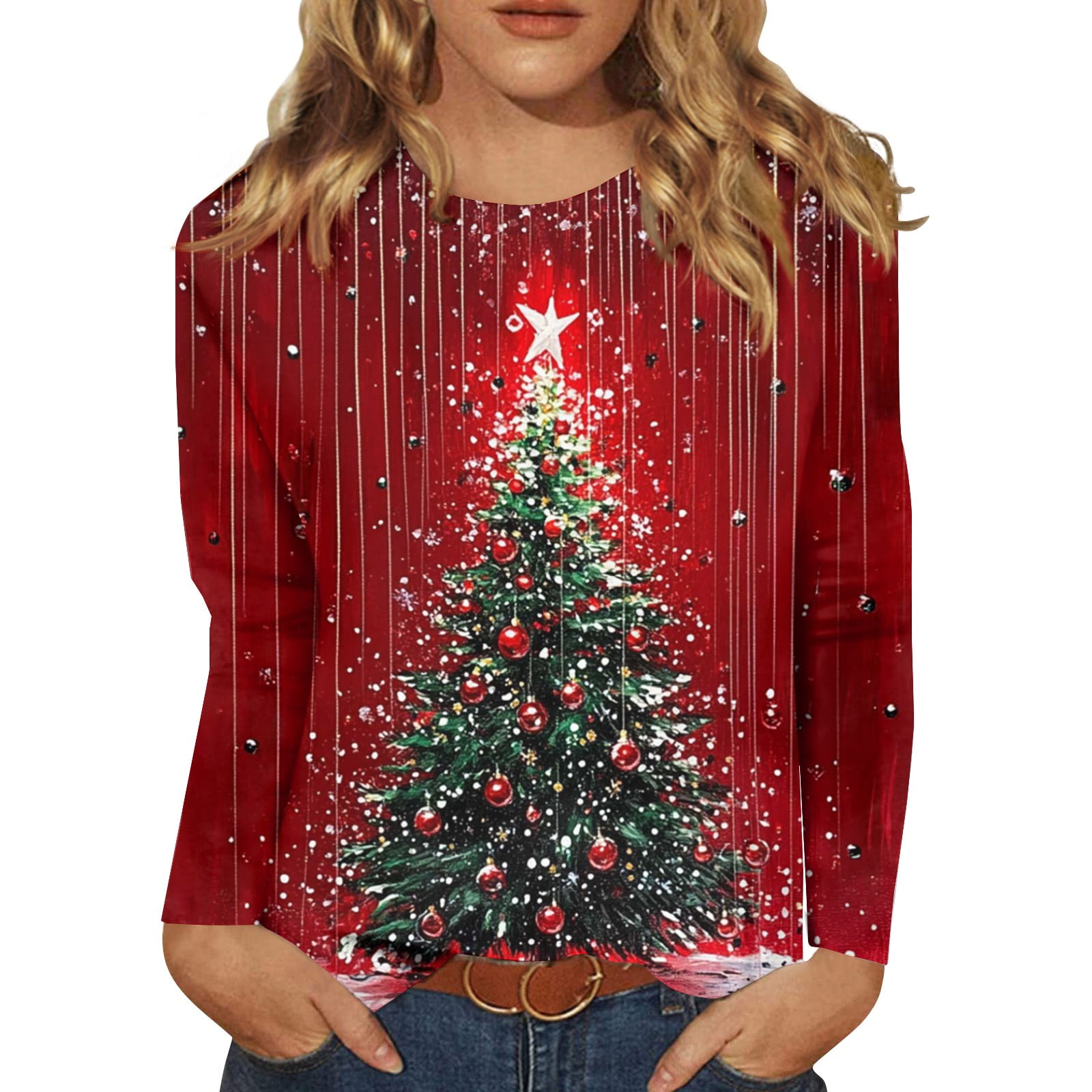Womens Christmas Tunics or Tops To Wear with Leggings Xmas Snowflake