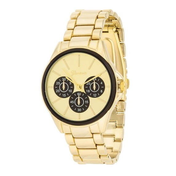 Womens Chrono Gold Metal Watch, Black
