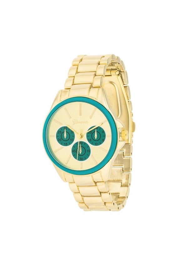 Womens Chrono Gold Metal Watch, Teal