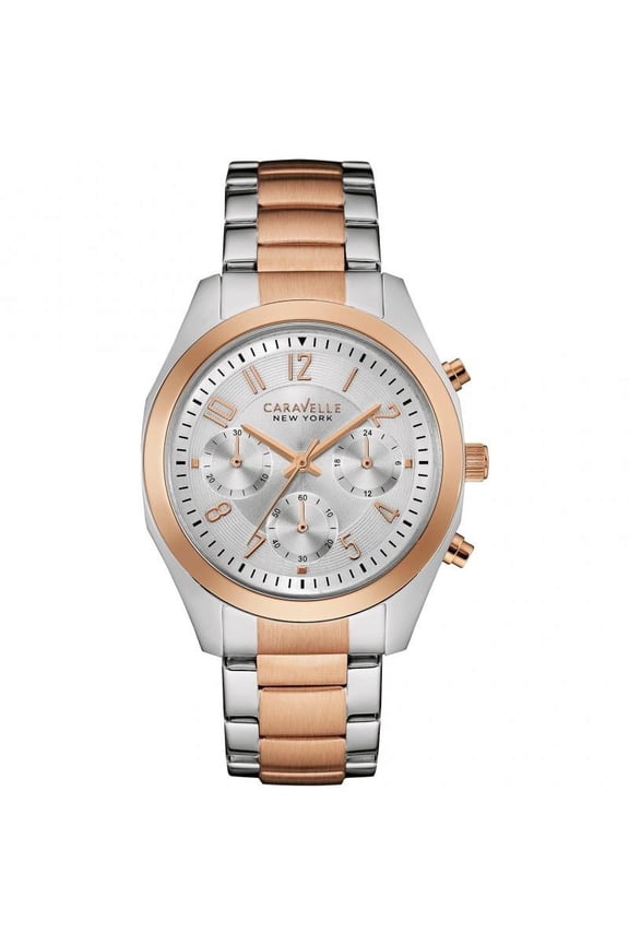 Womens Chronograph Stainless Steel Case and Bracelet Silver Dial Two-tone Watch - 45L149