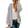 thumbnail image 1 of Womens Chunky Cable Knit Cardigan Sweaters Open Front Long Sleeve Slouchy Fall Outwear Coats, 2XL, 1 of 6
