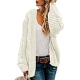 thumbnail image 1 of Womens Chunky Cable Knit Cardigan Sweaters Open Front Long Sleeve Slouchy Fall Outwear Coats, 3XL, 1 of 6