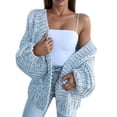 thumbnail image 1 of Womens Chunky Cardigan Cable Knit Oversized Open Front Cardigan Sweaters Blue XL, 1 of 6