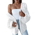 thumbnail image 1 of Womens Chunky Cardigan Cable Knit Oversized Open Front Cardigan Sweaters Cream White L, 1 of 6