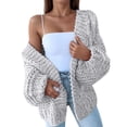 thumbnail image 1 of Womens Chunky Cardigan Cable Knit Oversized Open Front Cardigan Sweaters Gray XL, 1 of 6