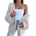 thumbnail image 1 of Womens Chunky Cardigan Cable Knit Oversized Open Front Cardigan Sweaters Gray XXXL, 1 of 6