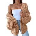 thumbnail image 1 of Womens Chunky Cardigan Cable Knit Oversized Open Front Cardigan Sweaters Khaki S, 1 of 6