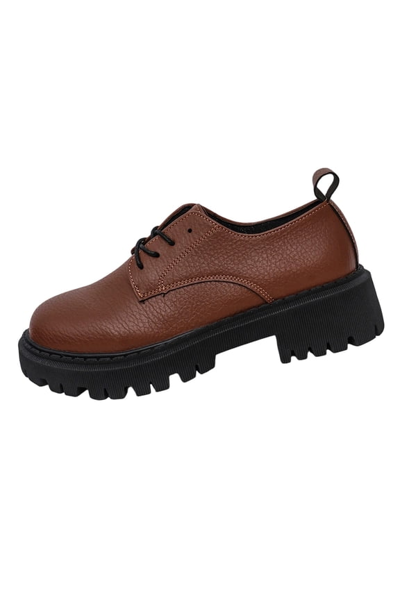 Womens Chunky Derby Shoes Brown Platform Lace Up Shoes for Women Comfortable Retro Casual Shoes Everyday Walking,Size 8.5