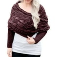 thumbnail image 1 of Womens Knit Openwork Sweater Scarf With Sleeves Cozy Outdoor Casual Wear For Fall And Winter, 1 of 8
