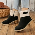 thumbnail image 1 of Womens Low Heel Ankle Boots Suede Mid Calf Boots Retro Heel Side Zipper Booties For Casual Outfit Ankle Boots Winter Warm Black, 7, 1 of 7