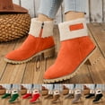 thumbnail image 1 of Womens Low Heel Ankle Boots Suede Mid Calf Boots Retro Heel Side Zipper Booties For Casual Outfit Ankle Boots Winter Warm Khaki, 6, 1 of 8